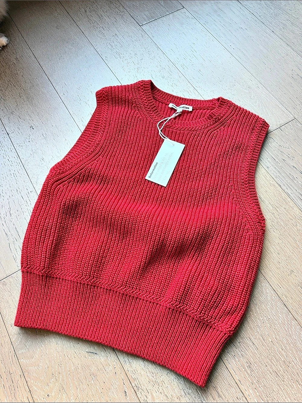 Reformation Cotton Sweater Vest Red
